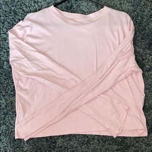 Pink cropped pink long sleeve T-shirt